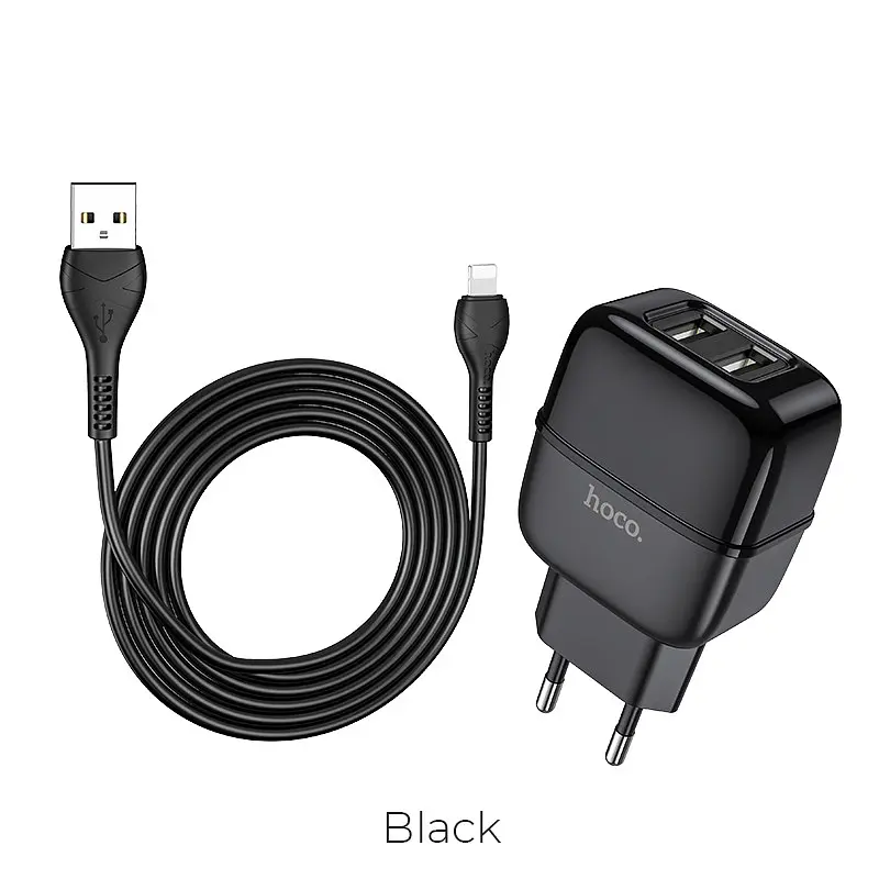 Адаптер блок Hoco Lightning cable Highway C77A комплект із кабелем чорний - фото 2