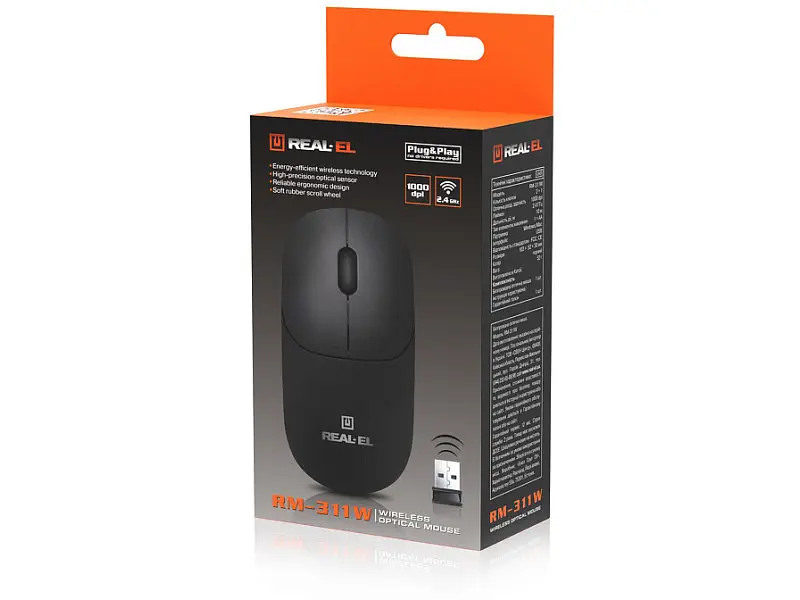 Миша REAL-EL RM-311 W Black (EL123200041) - фото 10