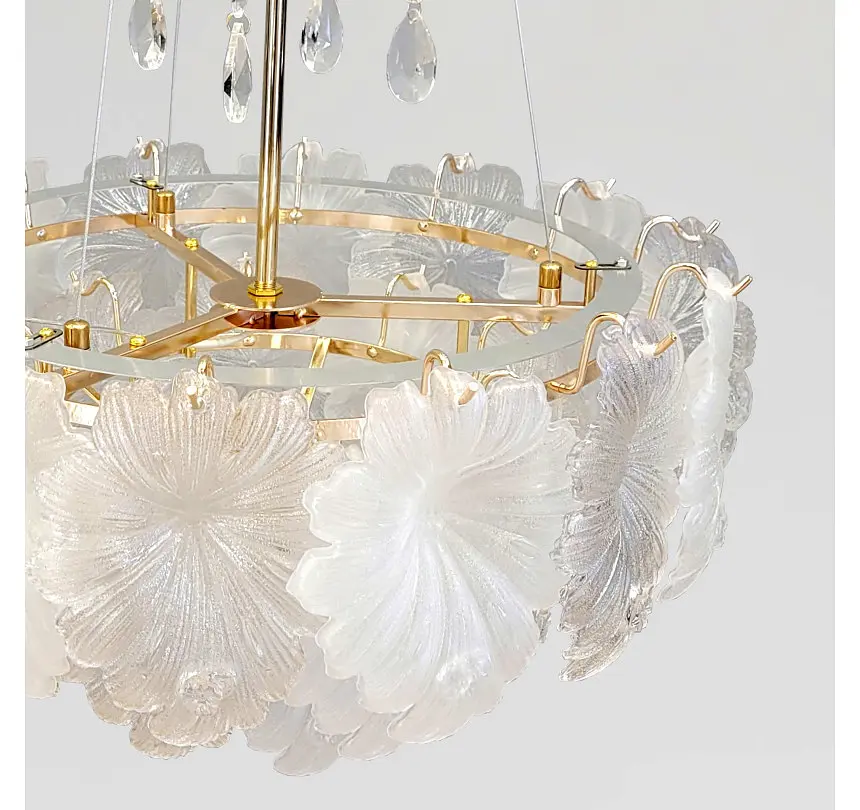 Золота підвісна LED-люстра Artlight 813/500GD з матовим скляним листям, 93 Вт, від 10-18 м² - фото 7