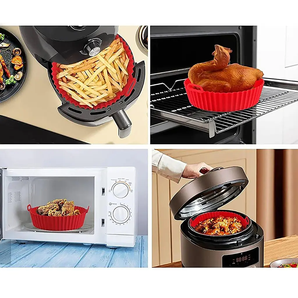Кругла силіконова форма для аерогрилю, духовки та мультипечі 21х21 см, Kitchen Master Бежевий 87957 - фото 8