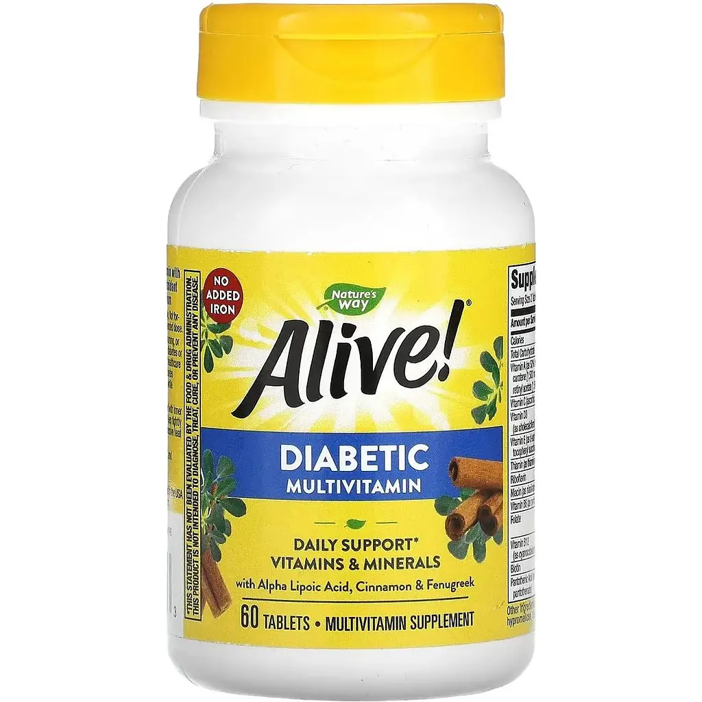 Диабетические мультивитамины Nature's Way Alive! Diabetic Multivitamin 60 таблеток - фото 2