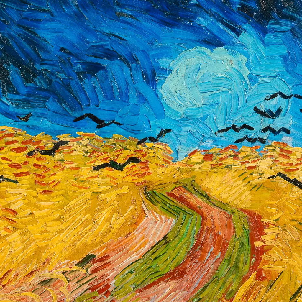 Інтер'єрна картина Пшеничне поле з круками, Вінсент ван Гог, Vincent van Gogh, Wheatfield, інтер'єрний декор, 29×60 см (id6659) - фото 4