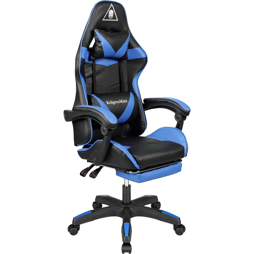 Кресло геймерское Kruger&Matz GX-150 с подставкой для ног Black/Blue - фото 2