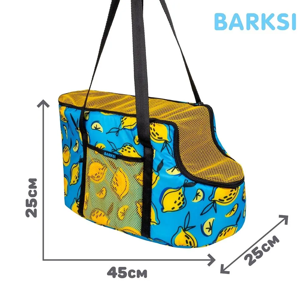 Сумка-переноска для кошек и собак Barksi размер M 45х25х25 см лимоны желтая - фото 5