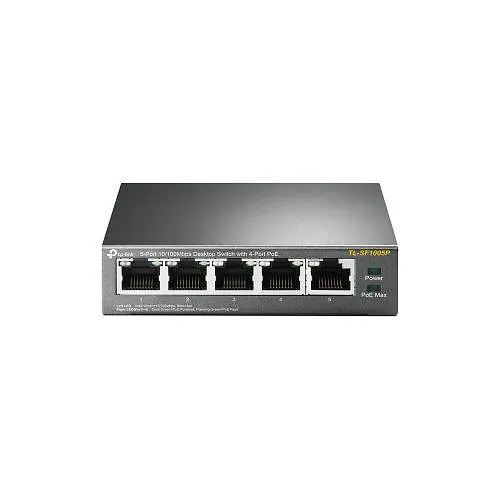 Комутатор TP-LINK TL-SF1005P, 5x10/100Mb/s, 4xPoE 56W, пластиковий корпус, некерований