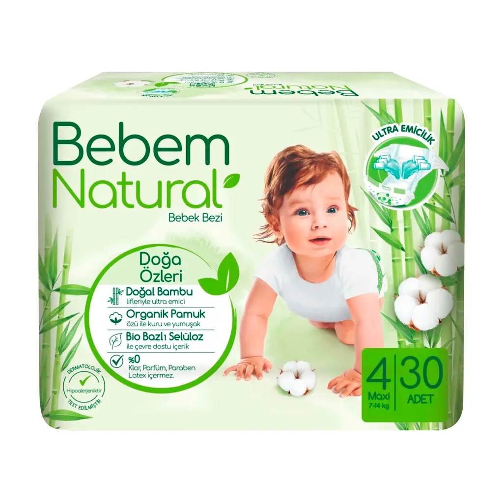 Подгузники Bebem Natural 4 maxi 7-14 кг 30 шт (8690536806027)