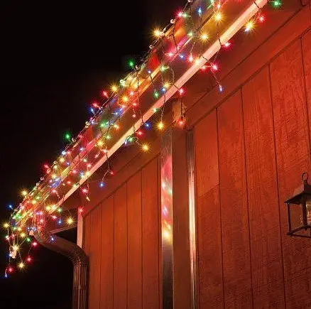 Гирлянда уличная Бахрома 5 м 120 Led (на белом проводе, с переходником) Цветная - фото 2