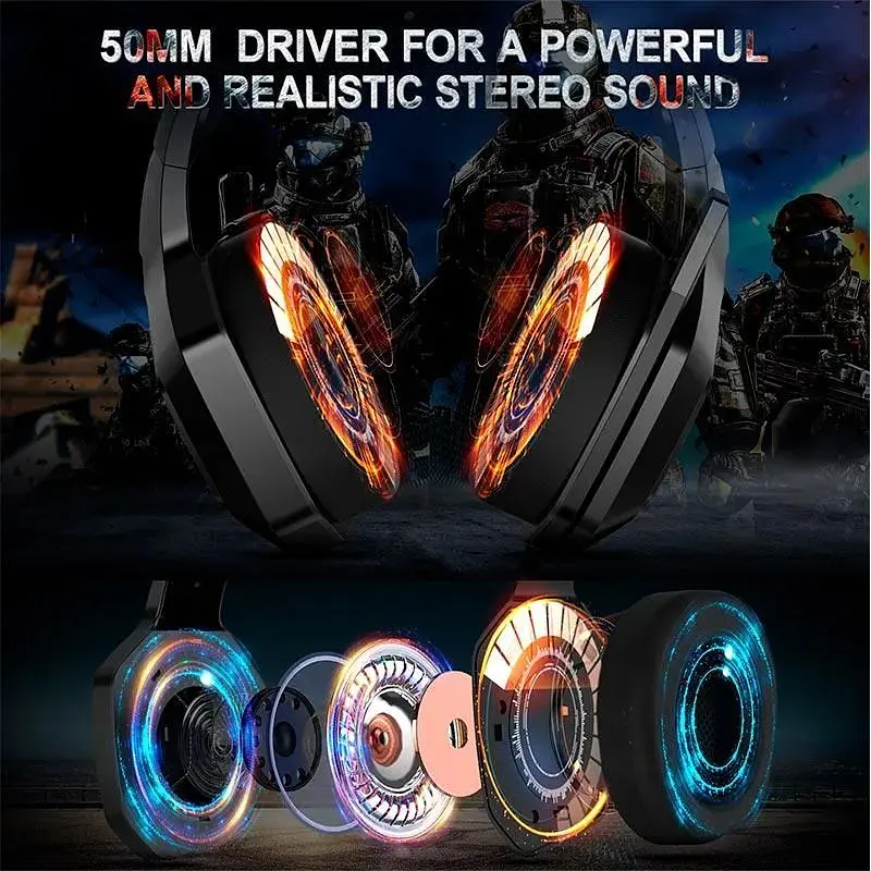 Наушники игровые Onikuma K10 Gaming with LED с подсветкой черные - фото 10