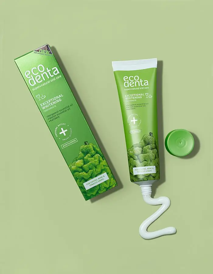 Набір зубних паст Ecodenta: Exceptional Whitening виняткове відбілювання 75 мл + Black Whitening відбілююча з чорним вугіллям 75 мл  - фото 2