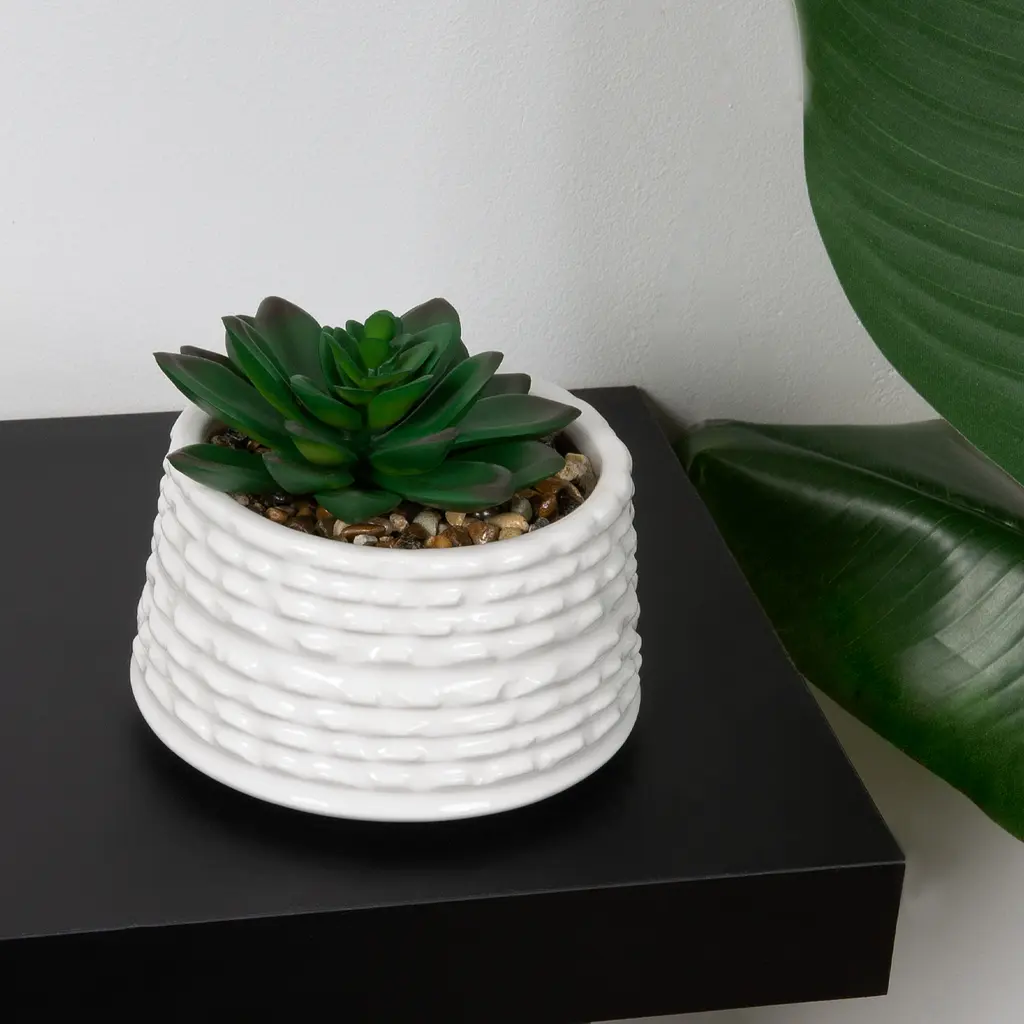 Горщик зі штучною рослиною МВМ My Home, 10 см, білий (DH-FLOWERS-12 GREEN/WHITE) - фото 3