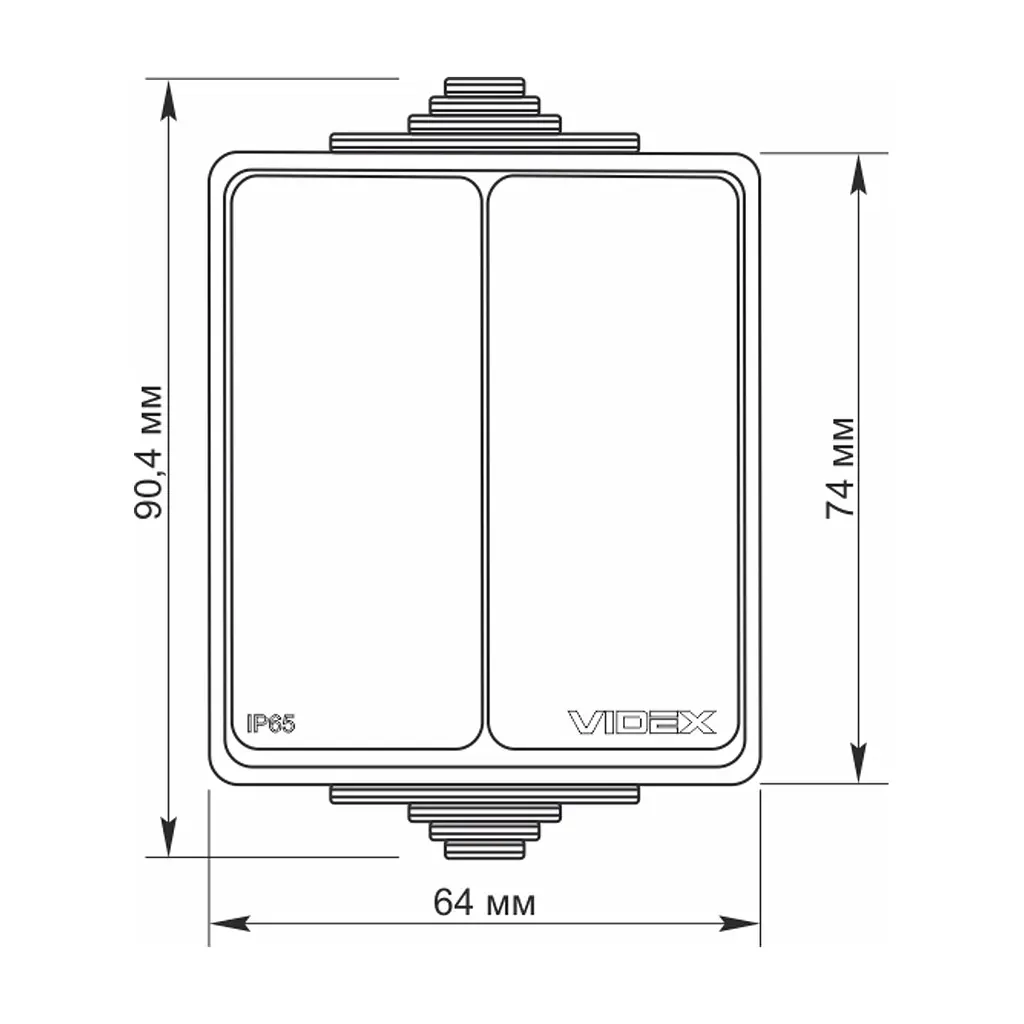 Вимикач Videx BINERA IP65 зовнішній 2кл сірий (VF-BNW12-G) - фото 4