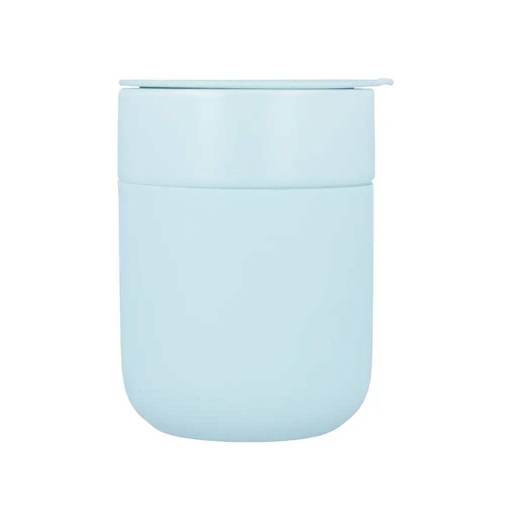 Кофейные чашки 295 мл с крышками OldBro Cute Travel Mugs с защитным силиконовым чехлом light blue - фото 2