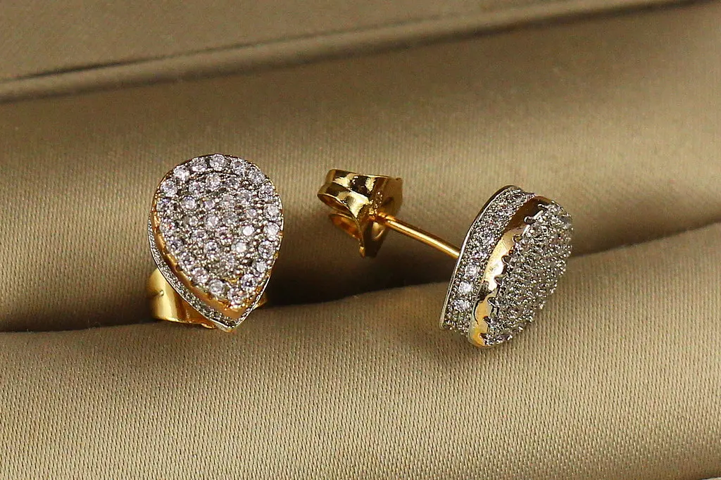 Сережки гвоздики Xuping Jewelry об'ємна крапля з родієм 1,2 см золотисті - фото 2
