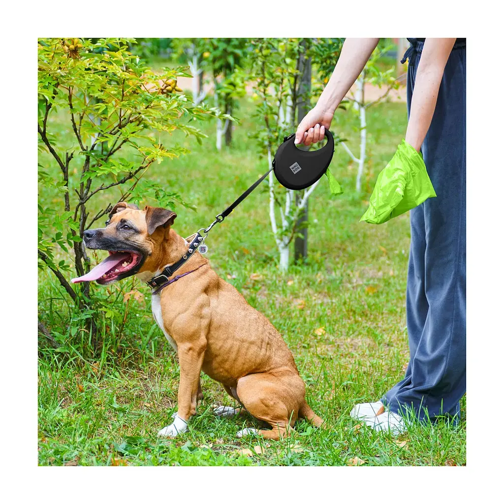 Повідець для собак WAUDOG R-leash з контейнером для пакетів L до 40 кг 5 м чорний (26291) - фото 7