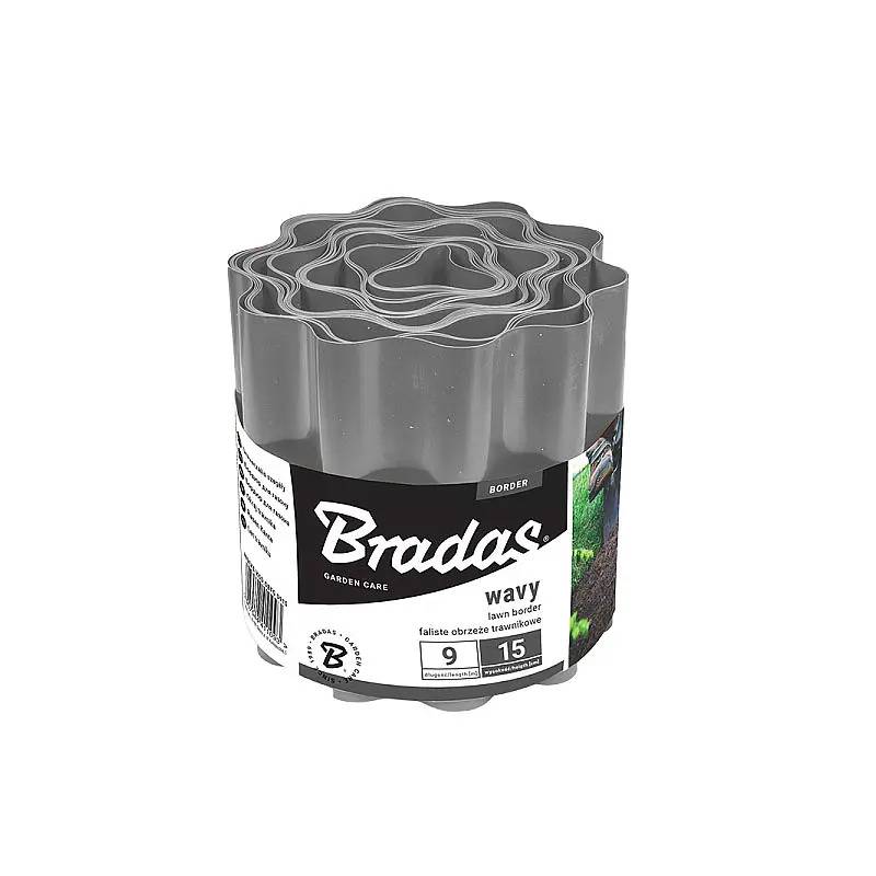 Бордюр хвилястий газонний Bradas 9 м х 20 см сірий OBFGY 0920