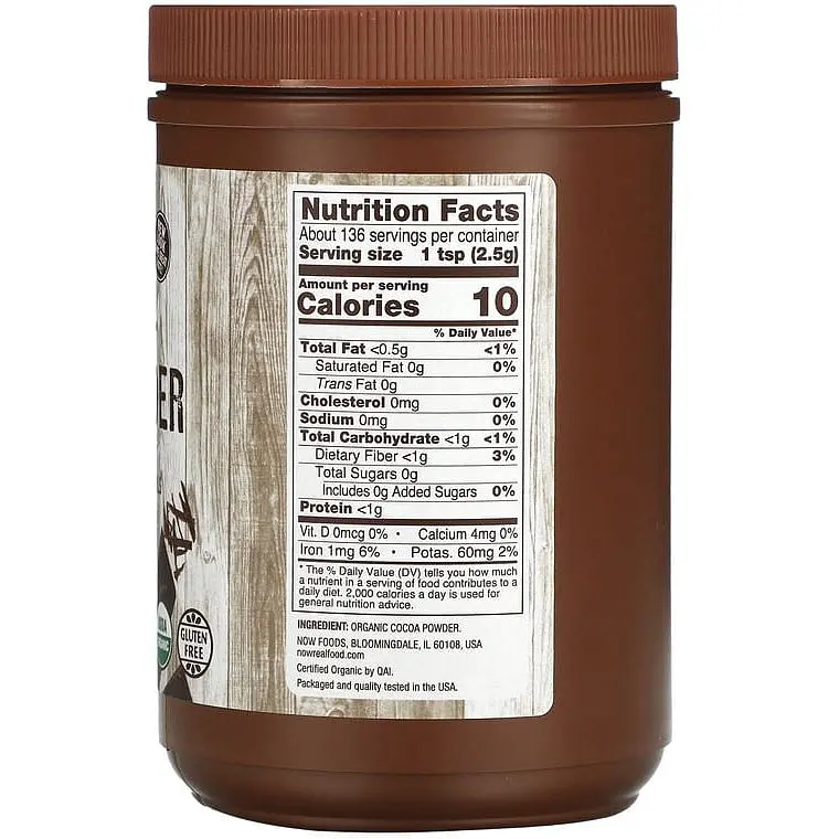 Порошок какао Now Foods Real Food Cocoa Powder органічний 340 г - фото 2