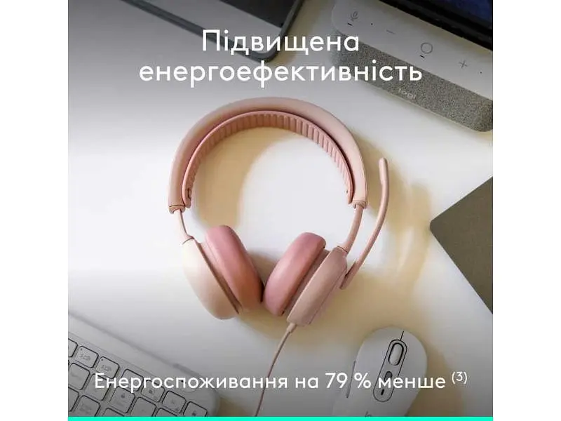 Навушники з мікрофоном Logitech Zone Wired 2 Rose (981-001620) - фото 4