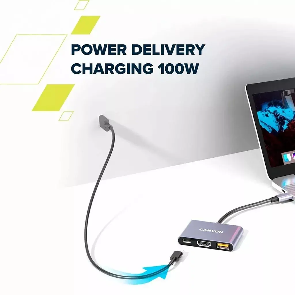 Концентратор Canyon hub DS-4 3in1 USB-C Grey (CNS-TDS4) - фото 9