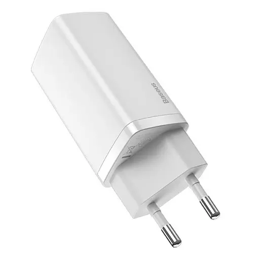 Блок зарядний адаптер Baseus GaN Lite 65 W 2 порти USB + Type-C (CCGAN2L-B02) білий - фото 2
