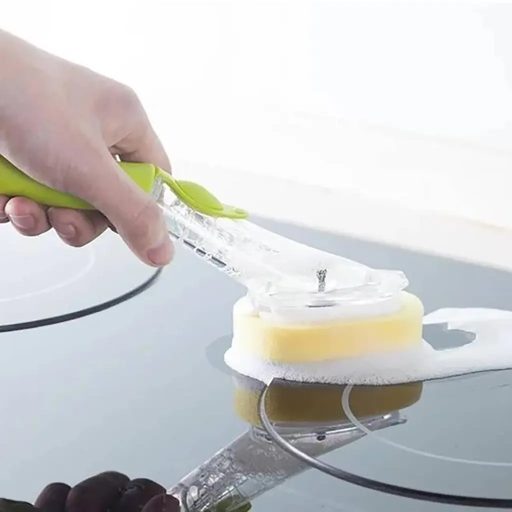 Щітка для миття посуду Rise-UP AUTOMATIC LIQUID CLEANING BRUSH із дозатором та насадками багатофункціональна, Kitchen Master Зелений 85889 - фото 5