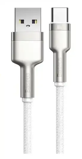 Кабель Baseus Cafule Series Metal Cable USB to Type-C 66W 1m CAKF000102 White - фото 2