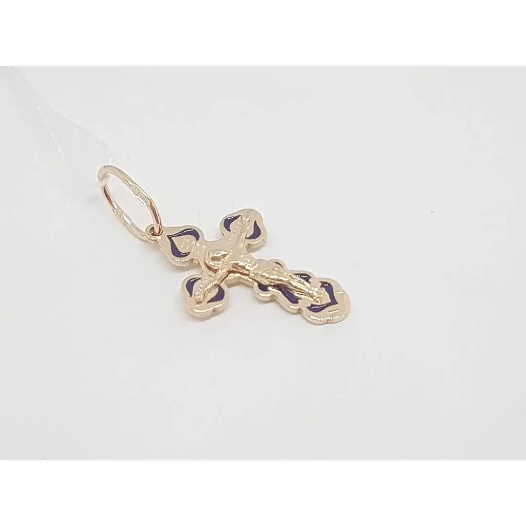 Золотий хрестик Харківська ювелірна фабрика з емаллю. Розп'яття Христа. 169 - фото 3