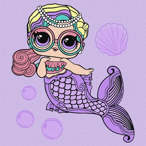 Картина за номерами з фарбами металік "L.O.L. Surprise! Mermaids. Miss Sea" 40х40 см