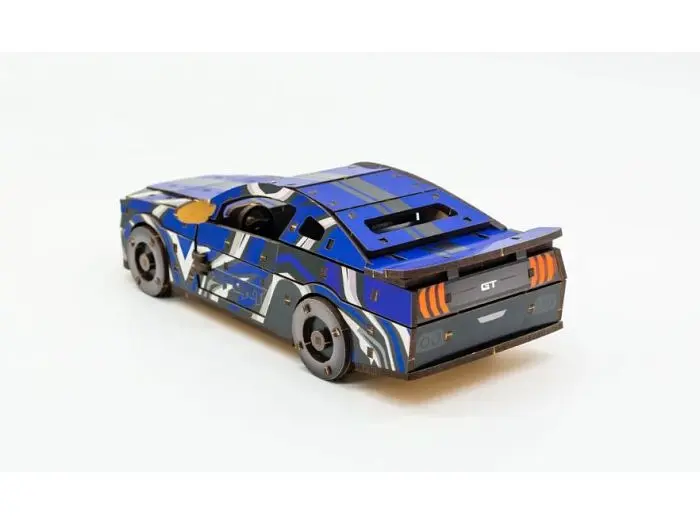 Дерев'яний 3D конструктор Muscle car GT, Puzzleоk (Puz-00642), 162 дет. (синя) - фото 5
