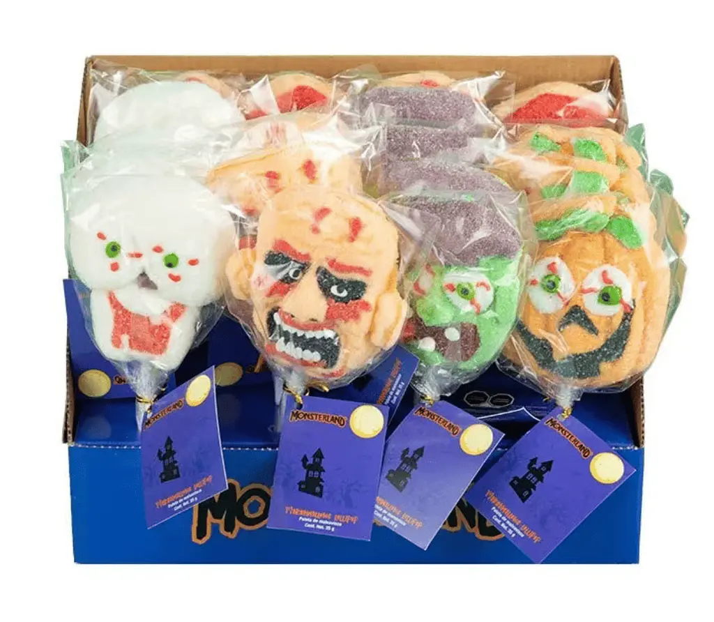 Блок маршмеллоу на паличці Monsterland Halloween Lollipops Fruity Marshmallows 24 шт х 35 г