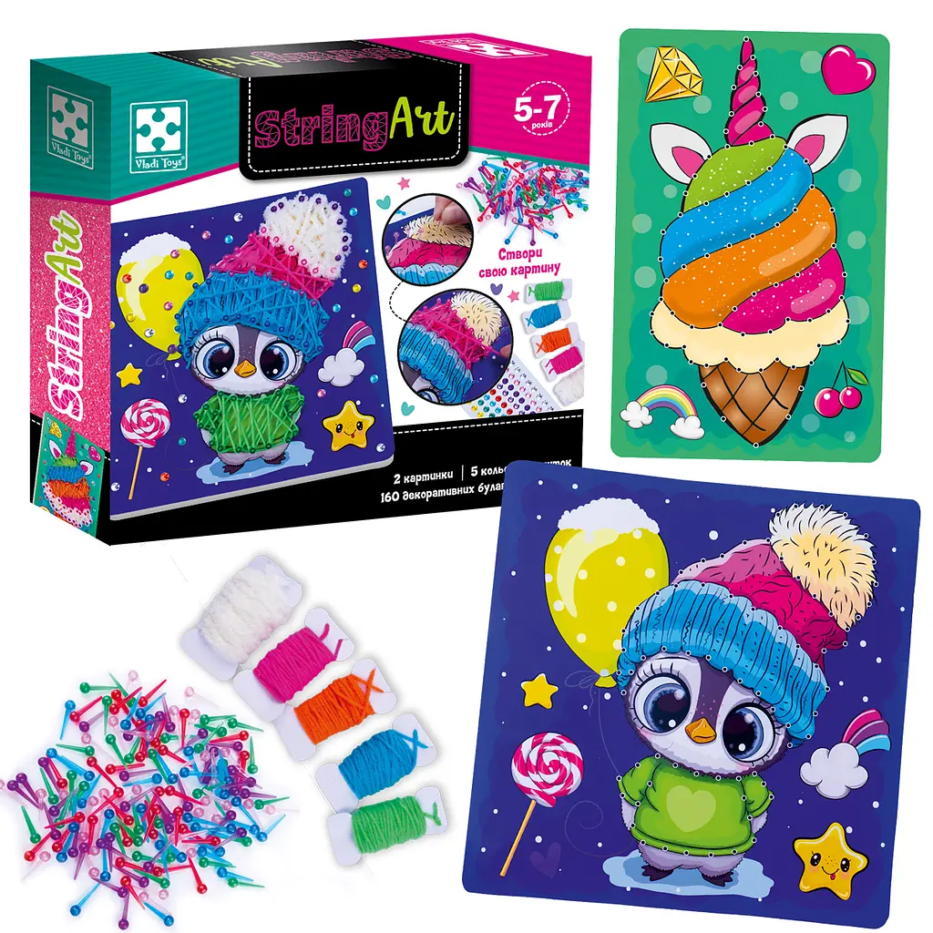Набір для творчості Vladi Toys StringArt Ласунчик VT4501-21 Різнокольоровий shop (4820234764822) - фото 2