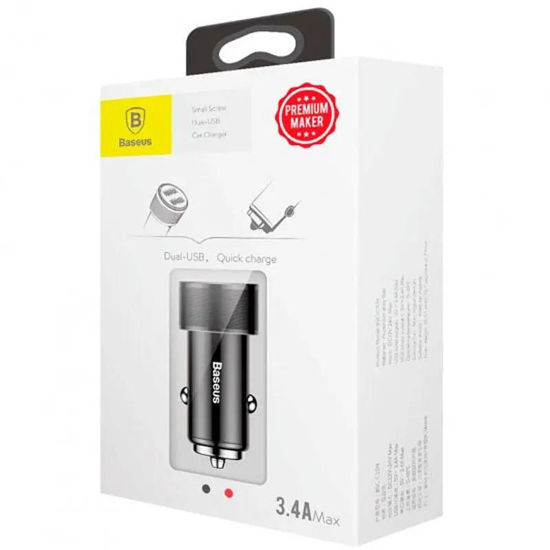 Автомобільний зарядний пристрій Baseus Small Screw 2USB 3.4A CAXLD-C01 Black - фото 9