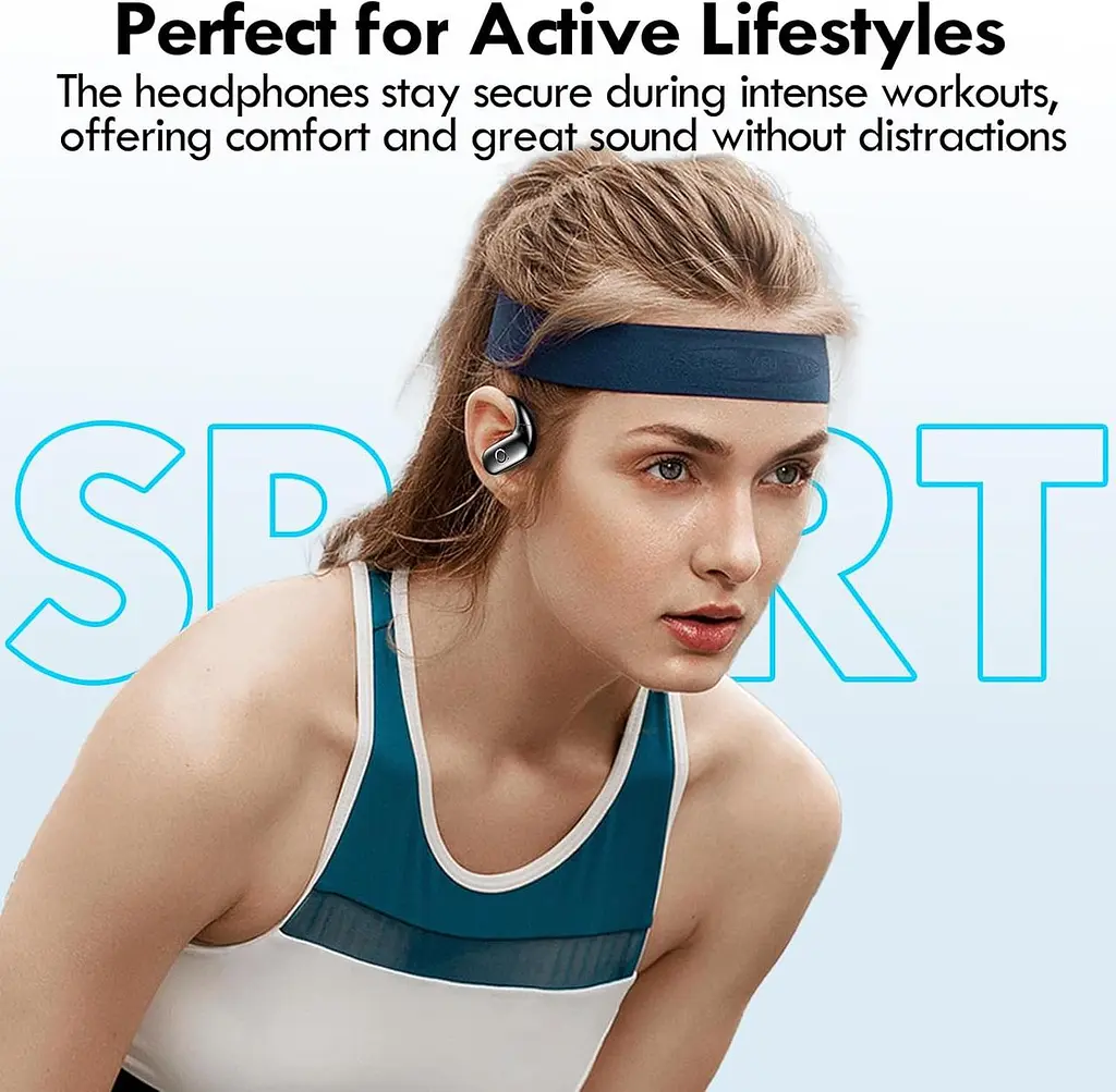Беспроводные наушники kurdene Bluetooth наушники Sport, наушники-вкладки с глубоким басом, 60 часов воспроизведения наушники - фото 3