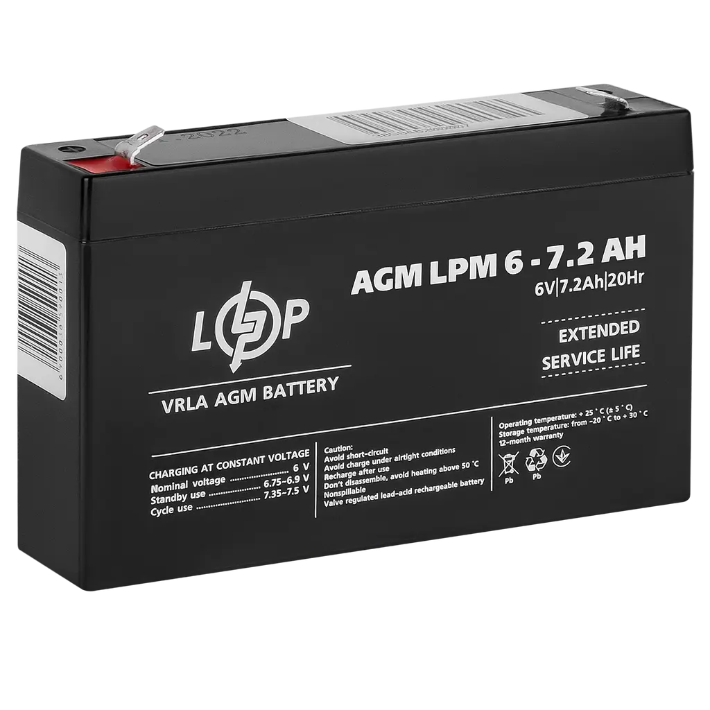 Аккумулятор AGM LPM 6V - 7.2 Ah - фото 2