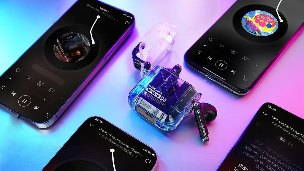 Наушники GravaStar TWS Sirius P5 BT 5.2 IPX4 Transparent Blue (GRAVASTARP5_XTAL_BLU_V2) - фото 2