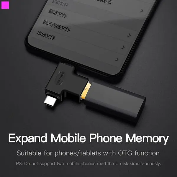 Адаптер Vention USB - USB Type-C + micro USB V 3.0 (F/M) Black (CDIB0) - фото 4