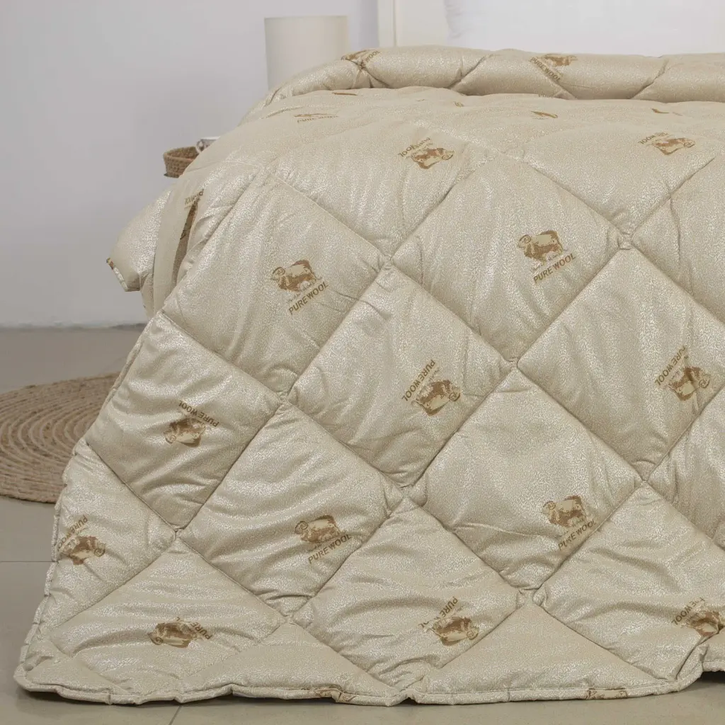 Ковдра ТЕП Dream Wool вовна та Double Air 200x210 см бежева - фото 5