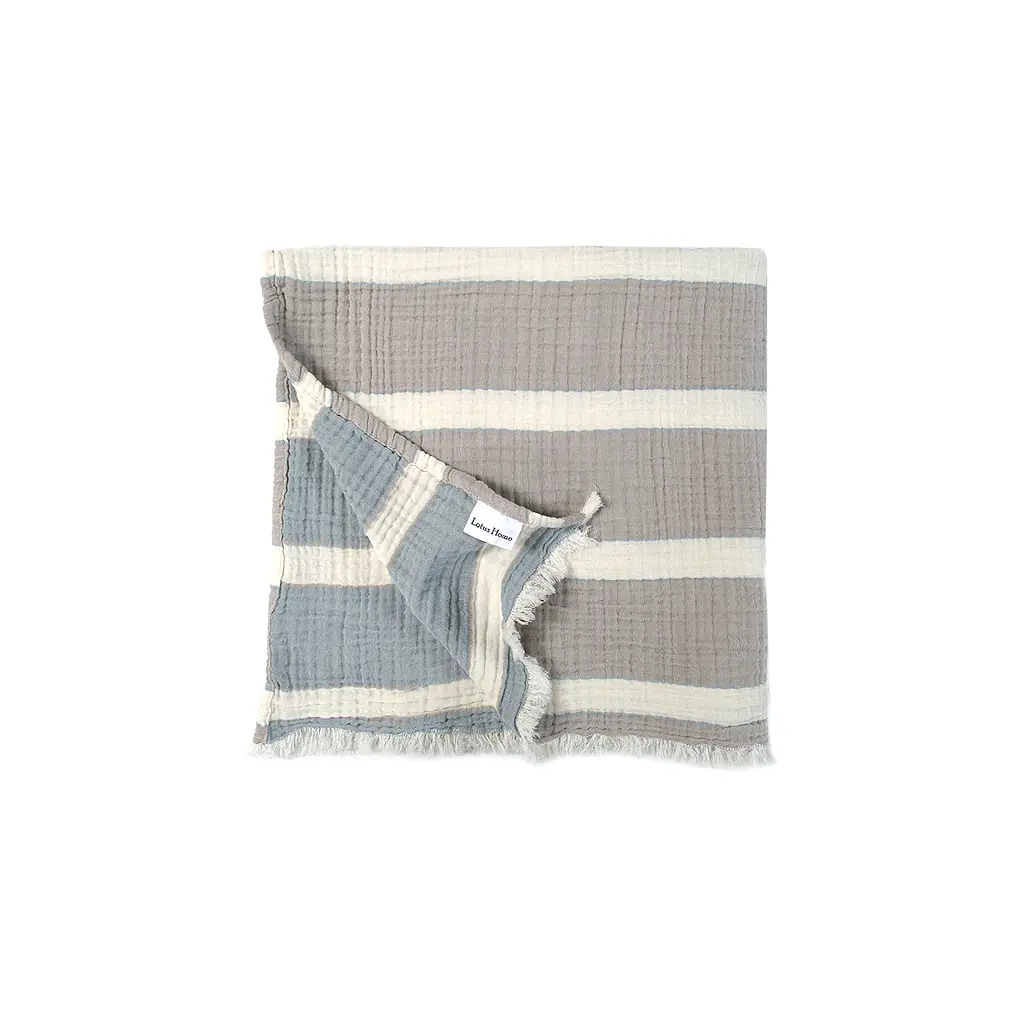 Рушник Lotus Home - Milana muslin beige-lead blue 80x160 - фото 3