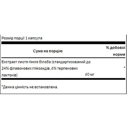 Екстракт гінкго білоба для мозкової діяльності Swanson Ginkgo Biloba Extract 60 мг 30 капсул (100-93-9105295-20) - фото 2
