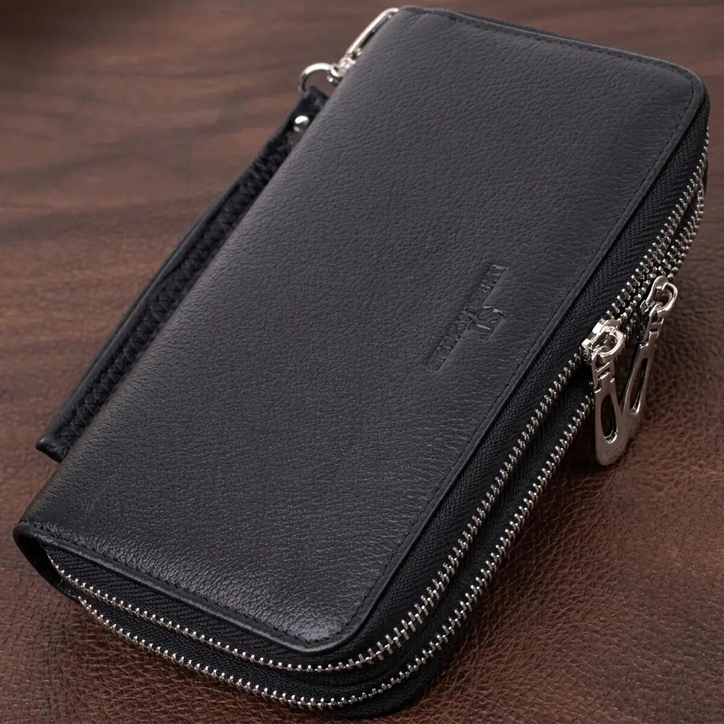 Чоловічий клатч на два відділення з натуральної шкіри ST Leather 22531 чорний - фото 11