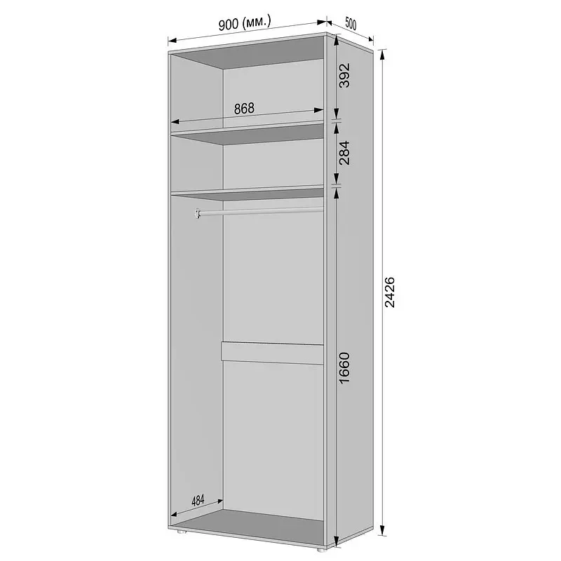 Шафа для одягу з однією штангою С-8.0 Антрацит Idea - фото 3