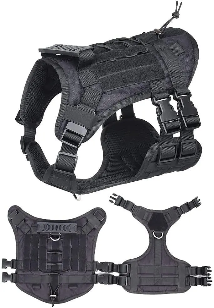 Шлейка для собак Vest, тактичний жилет з ручкою і системою MOLLE, регульований, Чорний L - фото 2