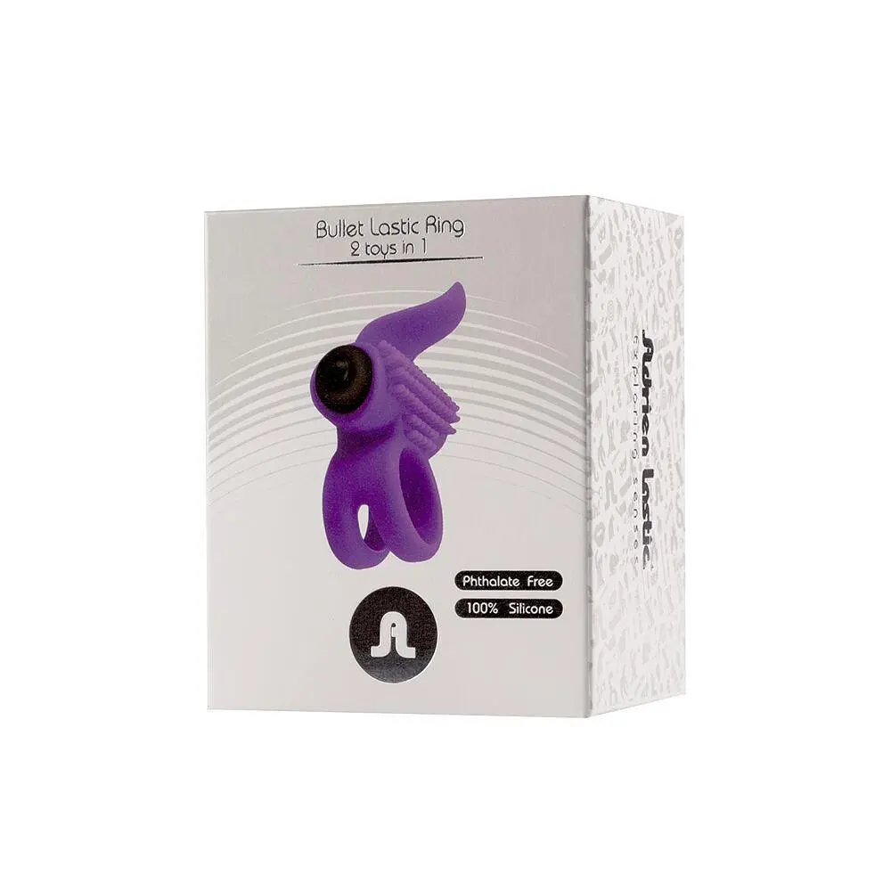Ерекційне віброкільце Adrien Lastic Bullet Lastic Ring з язичком і щіточкою для стимуляції клітора - фото 3
