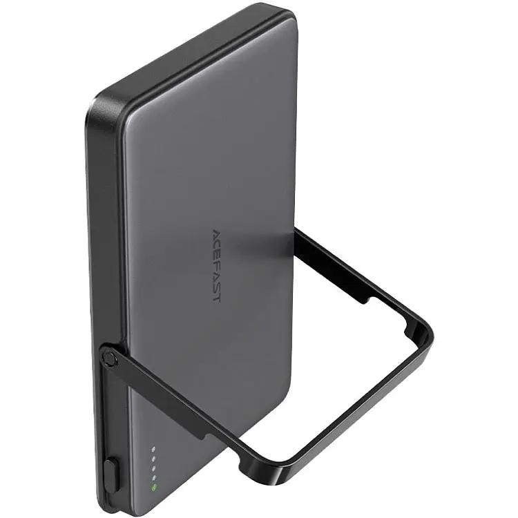 Універсальна мобільна батарея Acefast Magnetic Wireless 5000mAh 18W PD,QC3.0 USB-C In/Out,with holder ультра тонкий M16 Black (6974316283997) - фото 5