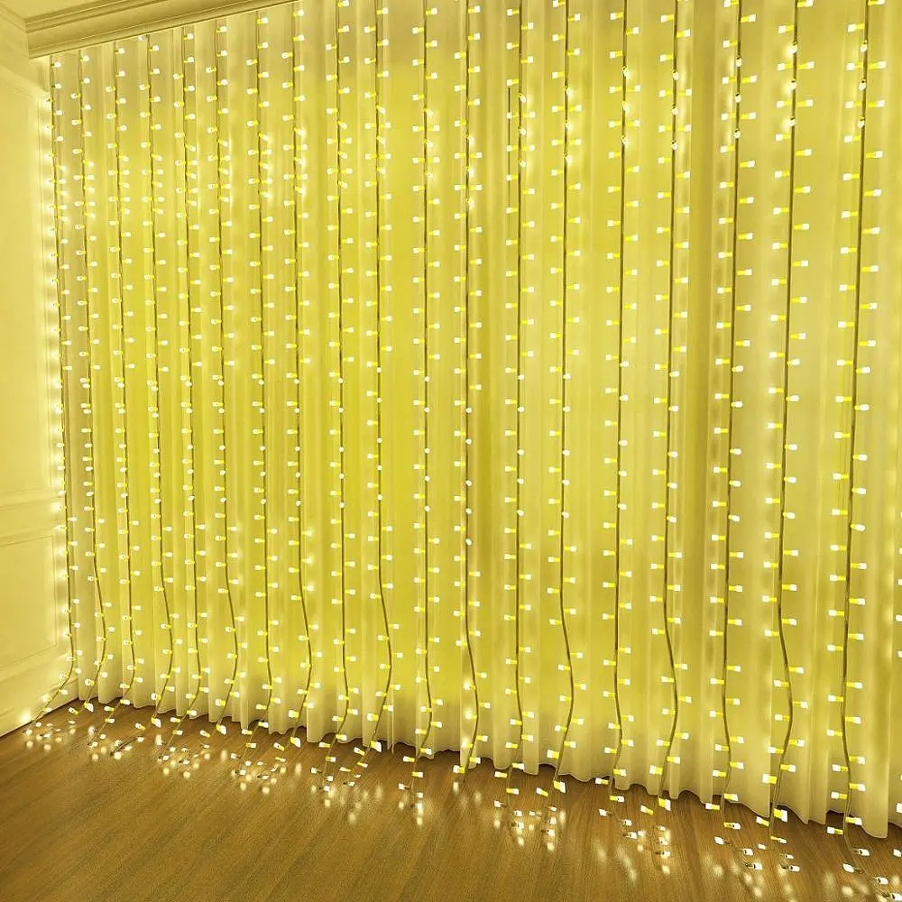 Светодиодная гирлянда LTL Штора Сurtain 6*3 метров 900 led 220v теплое свечение - фото 3