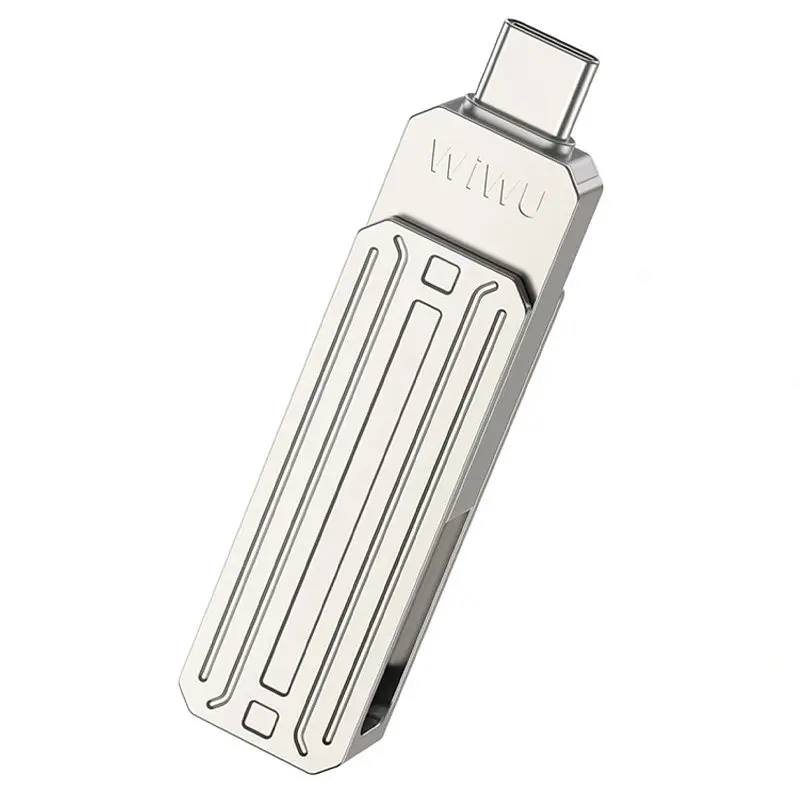 Флеш-накопичувач WIWU Wi-FD001 3in1 (USB-A/C/L) USB 3.0 — 32GB Silver - фото 2