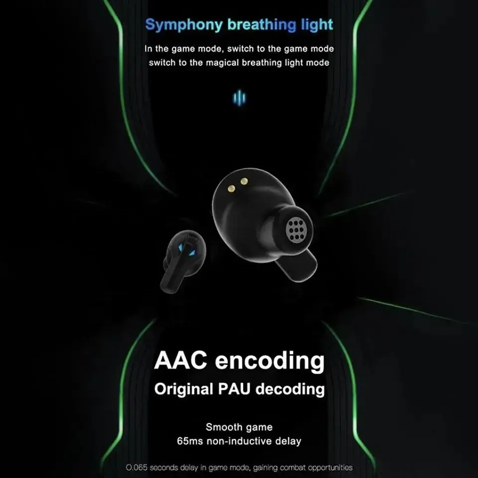 Беспроводные игровые Bluetooth наушники TWS K53 с зарядным кейсом и индикатором заряда Чёрный - фото 5