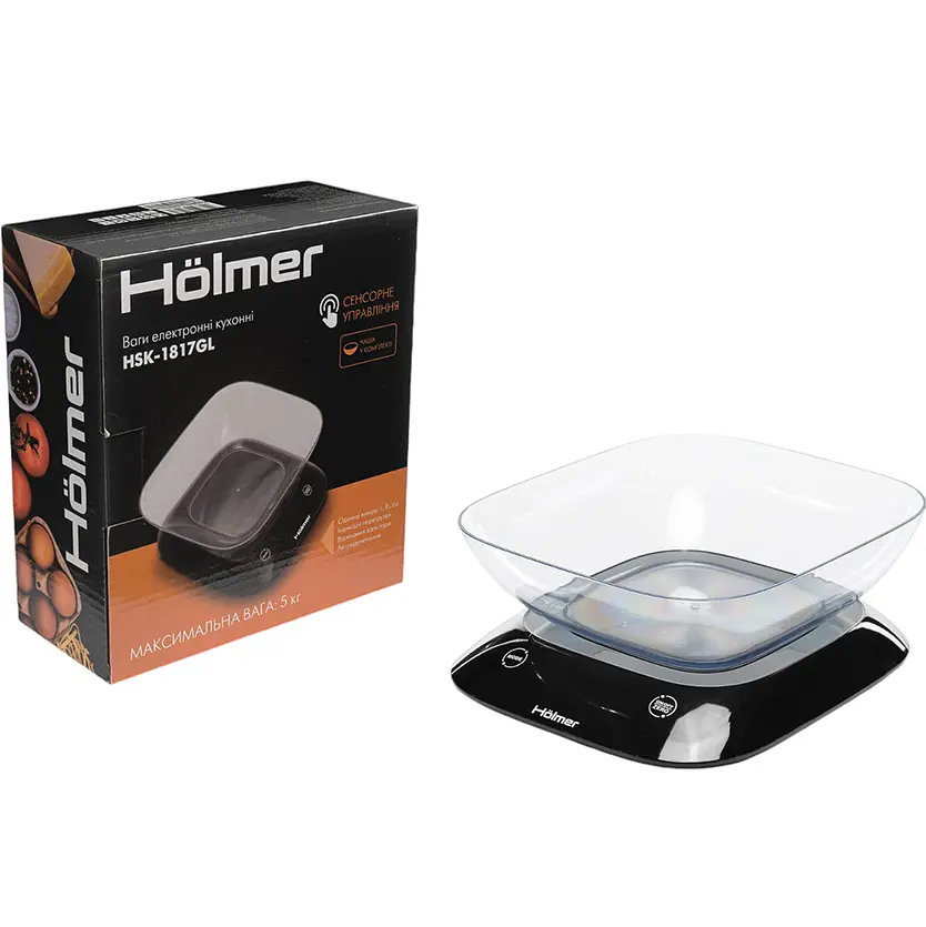Весы кухонные Holmer HSK-1817GL с чашей черные (HSK-1817GL) - фото 7