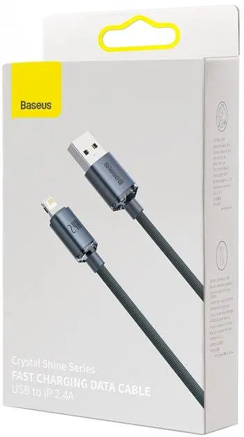 Кабель Baseus Crystal Shine Series Fast Charging Cable USB to Lightning 2.4A 2m CAJY000101 Black - фото 2