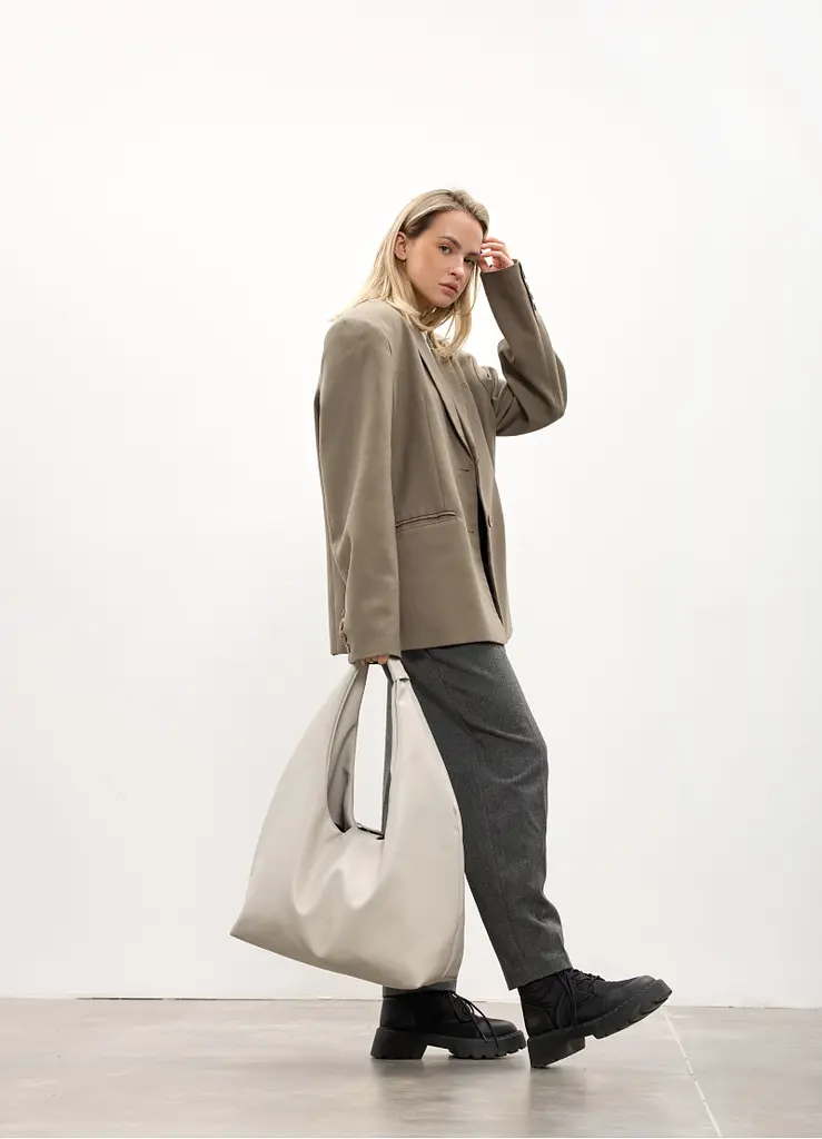 Сумка жіноча Sambag HOBO L сірий 34 х 37 х 16 см (53300030) - фото 4