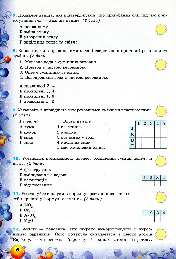 Хімія. 7 клас. Перевірка предметних компетентностей. Збірник завдань для оцінювання навчальних досягнень - фото 5